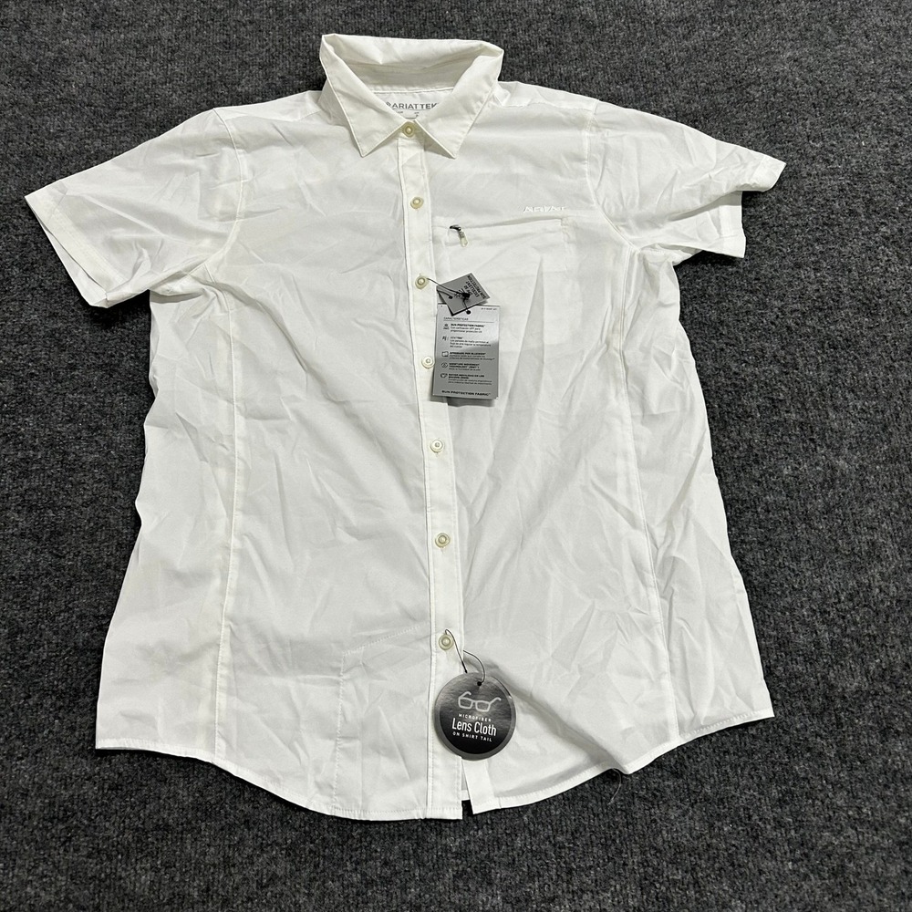 Ariat Shirt Womens S White AriatTEK Short Sleeve Sun Protection Athletic NWOT